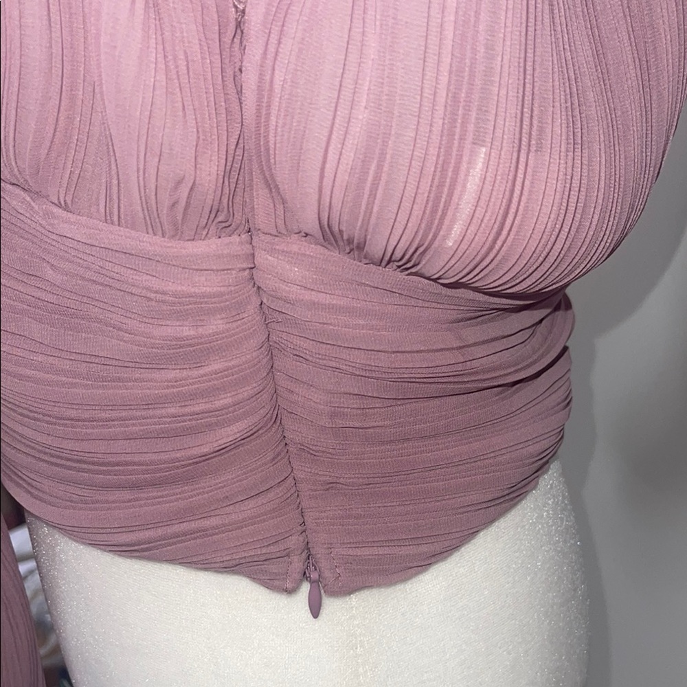 Zara Pink Ribbed Wrap Blouse NWOT PTP 17 length 19 size M excellent condition - Picture 3 of 5